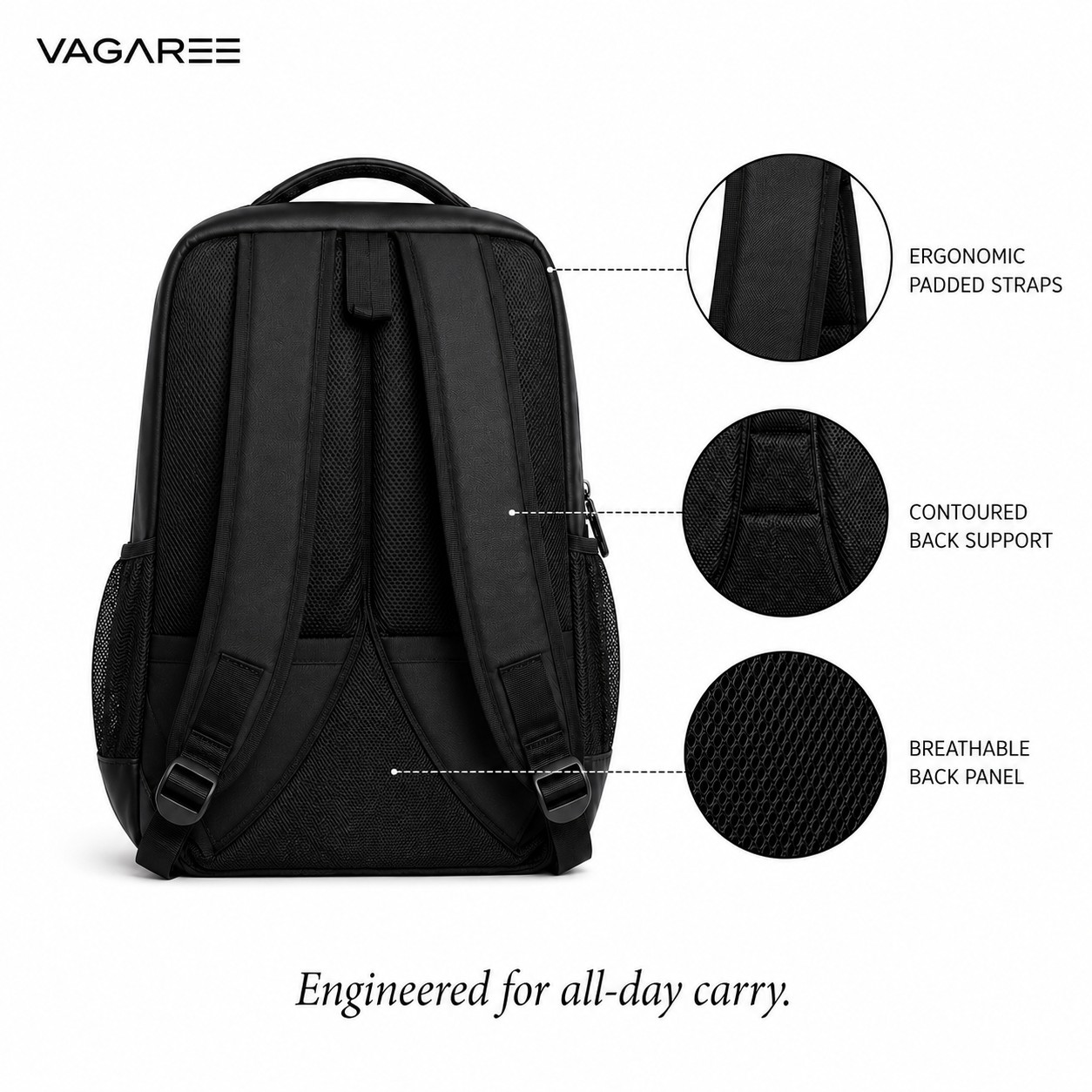 VAGAREE Vegan Leather Laptop Backpack 20L